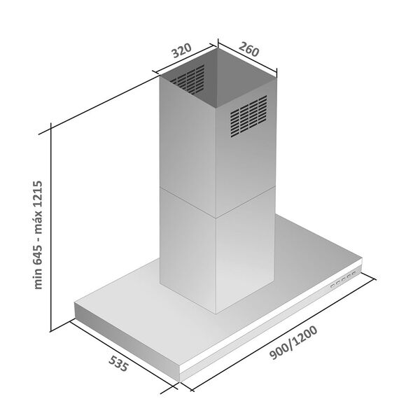 Coifa Lumina Ilha 90 cm Inox - Venturi - Imagem 4